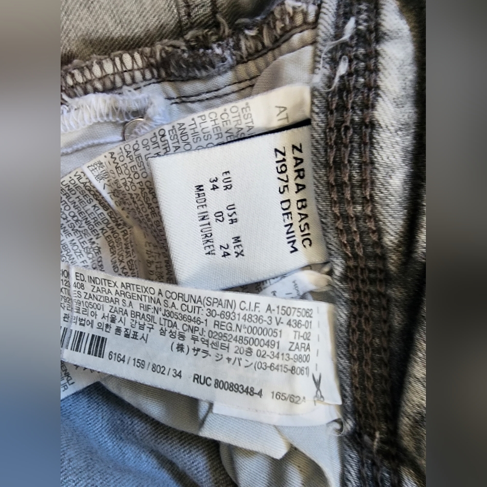 Zara Basic Light Grey Distressed Denim Jeans (sz … - image 12